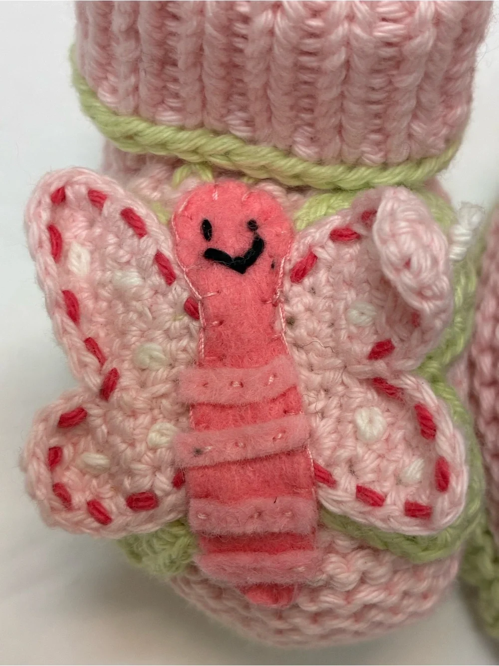 Art Walk Baby Knit Butterfly Booties - Pink Purple